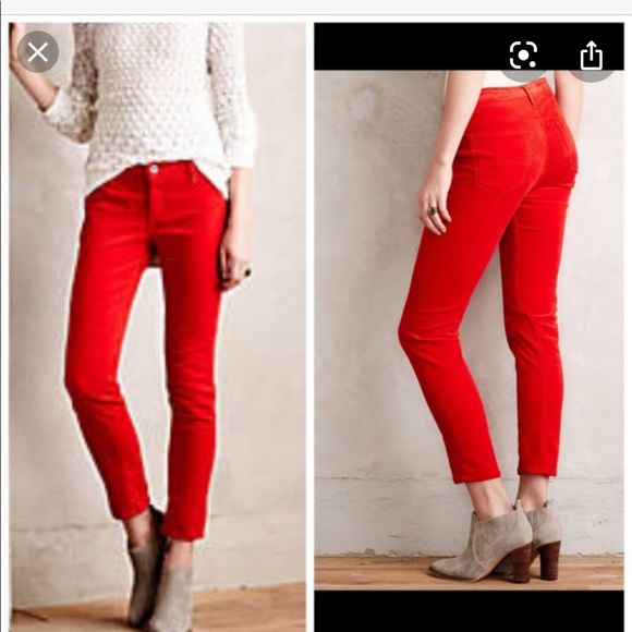 AG Stevie Ankle Slim Straight Red Cord Jean - Picture 2 of 10
